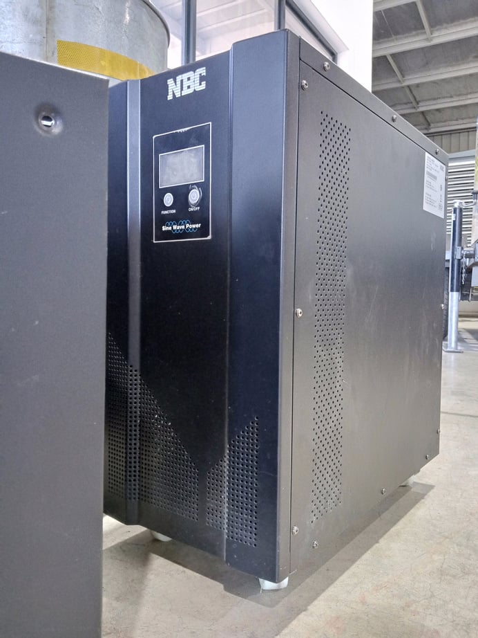 three different types of back up power supplies in a warehouse